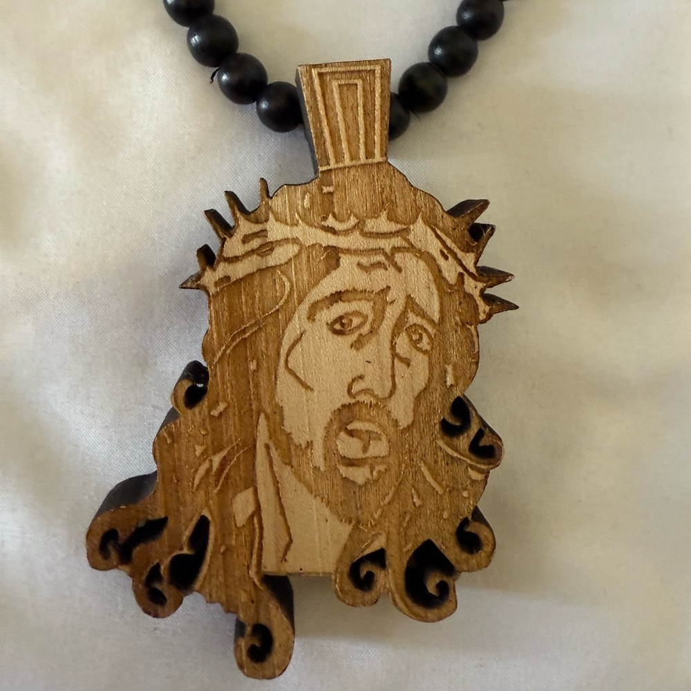 Jesus Piece Wood Necklace
